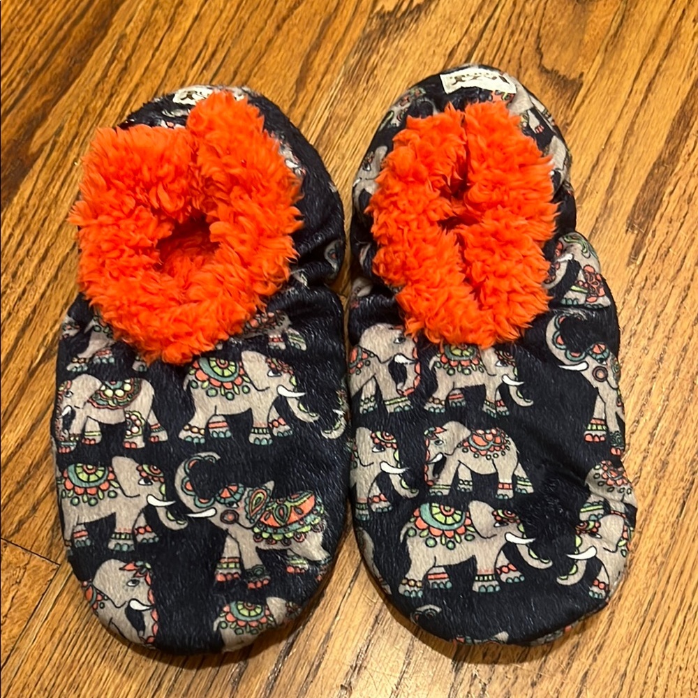 Lazy One Elephant Print Slippers with Pink Lining L/XL 7-9